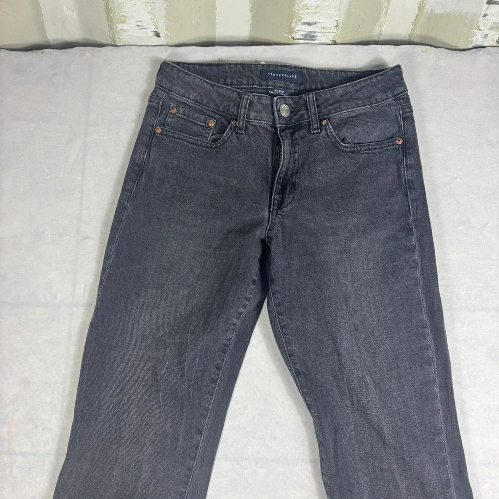 Aeropostale Womens Ankle Jeans Dark Gray Denim Mid-Rise Straight Leg‎ 6 Regular
